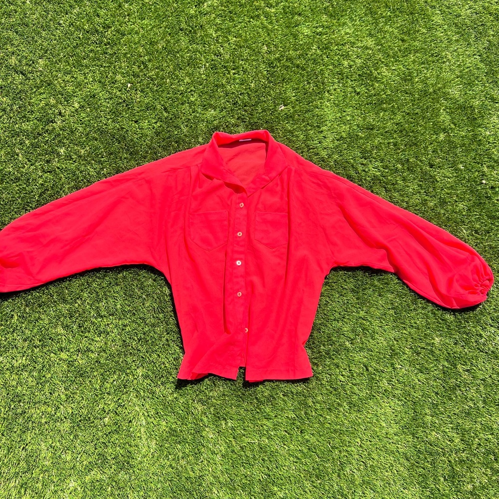 Vintage ballon sleeve button down shirt